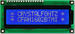 Blue 16x2 parallel character LCD, white text. Sitronix ST7066U controller. CFAH1602B-TMI-JT
