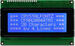 20x4 character LCD, White characters on a blue background, LED backlight. CFAH2004A-TMI-JT
