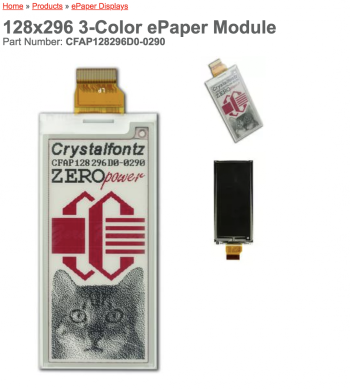 128x296 ePaper Display by Crystalfontz
