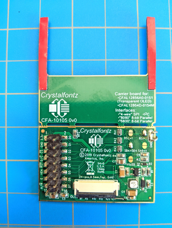 CFA10105 breakout board with BS1=1 and SDA=SDA jumpers soldered closed