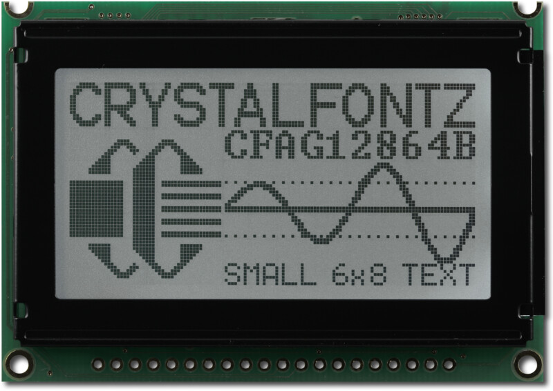 128x64 White on Blue Graphic LCD from Crystalfontz