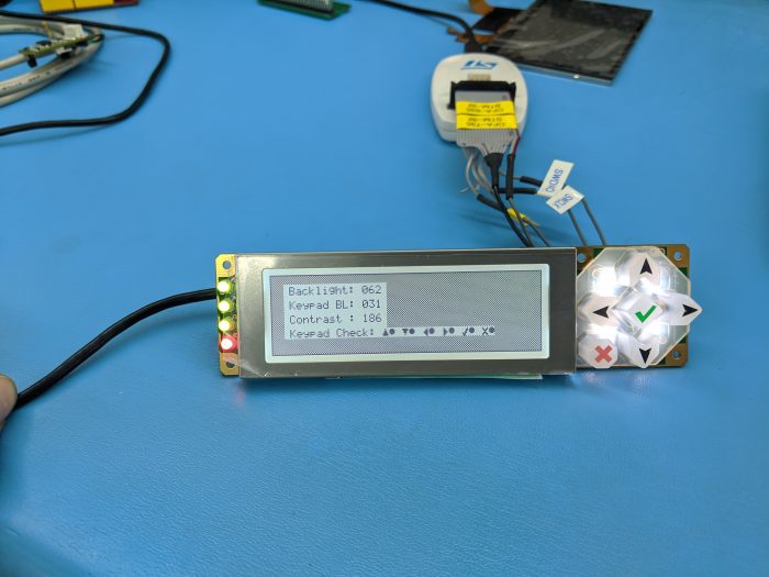 The CFA10052 running some demo custom firmware