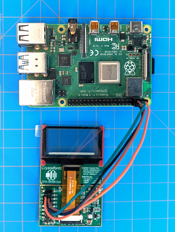Transparent Display connected to raspberry pi using 4 wires