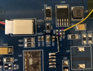 Image show location of resistor and how to connect wire to pad