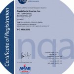 Crystalfontz ISO 9001:2015 Certificate