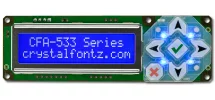 White on Blue 16x2 Character LCD RS232 CFA533-TMI-KS