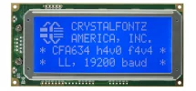 Blue 20x4 Logic Level Serial Character LCD CFA634-TMI-KL