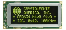 Yellow on Black 20x4 Character I2C LCD CFA634-YDI-KC