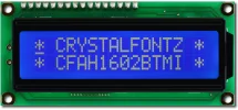 16x2 White on Blue Character LCD CFAH1602B-TMI-JT
