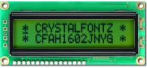 16x2 Sunlight Readable Character LCD CFAH1602J-NYG-JT