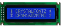 White on Blue 16x2 Character LCD CFAH1602M-TMI-ET