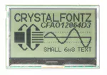 The CFA211-TFH is a an Arduino shield with a 128x64 CFAO12864D3-TFH graphic LCD display mounted on a CFA-10072 board � front view (power on, backlight off), showing a bit of the board behind it.