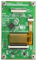 240x400 3 EVE powered capacitive touch screen TFT Display module. Back view.
