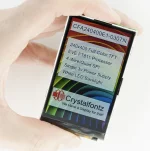 3 240x400 EVE powered TFT Display, powered on, in hand to show size and perspective.