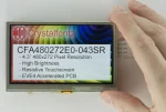 480x272 4.3 inch Resistive Touchscreen Accelerated TFT display module. In-hand to show size and perspective.