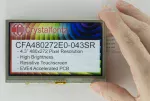 480x272 4.3 inch Resistive Touchscreen Accelerated TFT display module. In-hand to show size and perspective.