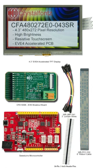 480x272 4.3" Resistive Touchscreen EVE TFT Dev Kit (CFA480272E0-043SR-KIT)
