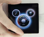 4-inch 480x480 capacitive touchscreen TFT Solution. Front View, in-hand to show size and perspective.