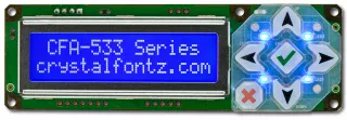 Blue Serial 16x2 Character LCD (CFA533-TMI-KL)