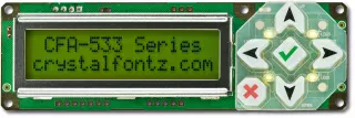 Green 16x2 Character I2C LCD Display (CFA533-YYH-KC)