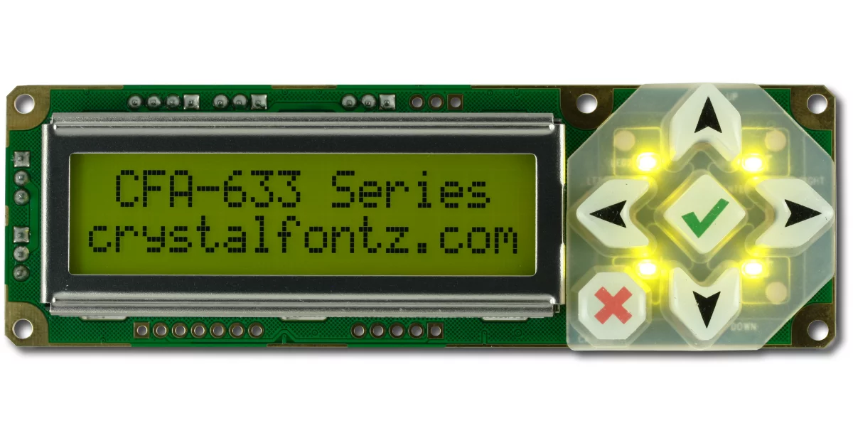Green RS232 16x2 Character LCD from Crystalfontz