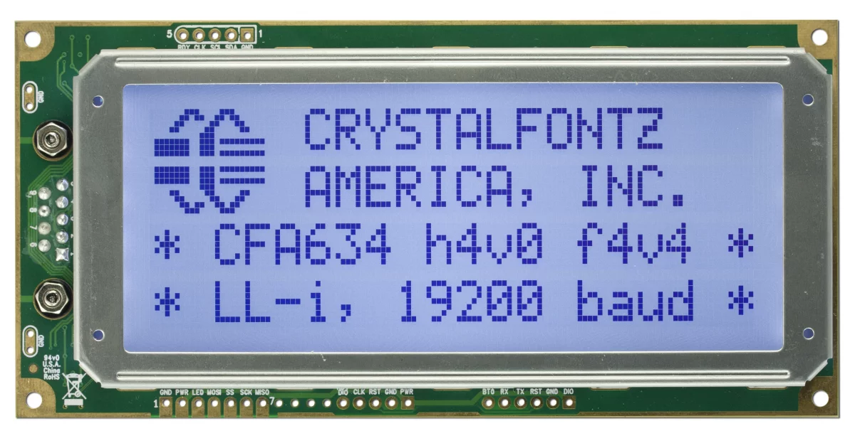 20x4 Logic Level Inverted Serial Character LCD from Crystalfontz