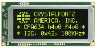 Yellow on Black 20x4 Character I2C LCD (CFA634-YDI-KC)