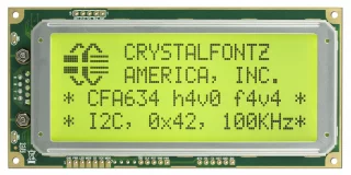 Yellow 20x4 Character I2C LCD (CFA634-YFH-KC)
