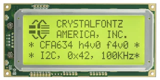 Yellow 20x4 Character I2C LCD (CFA634-YFH-KC)