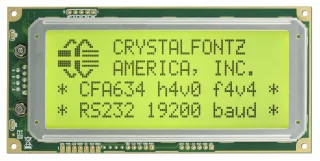 20x4 Serial RS232 Character LCD (CFA634-YFH-KS)