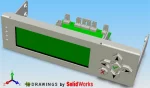 CAD drawing of 20x4 character lcd module in a drive bay bracket.