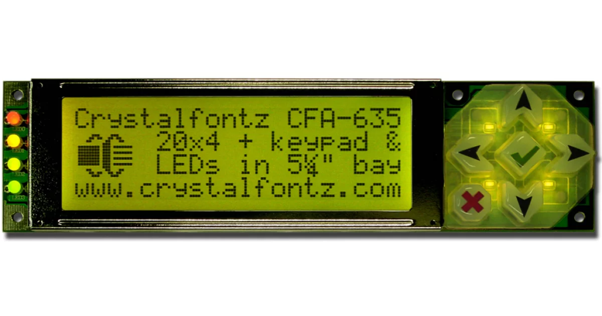 20x4 Character LCD USB Display from Crystalfontz