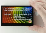 800x480 4.3 inch capacitive touchscreen EVE BT817 TFT LCD Display Module. In-hand to show size and perspective.