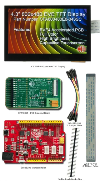 800x480 4.3" Cap-Touch EVE Development Kit (CFA800480E0-043SC-KIT)
