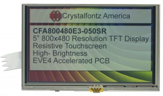 5" 800x480 Resistive Touchscreen TFT with EVE (CFA800480E3-050SR)