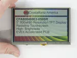 5 Resistive Touchscreen EVE Powered TFT Display. Front view, in hand to show size and perspective.