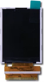 The CFAF240320E-022T is a 2.2 240x320 color TFT LCD display. Front view with unfolded tail.