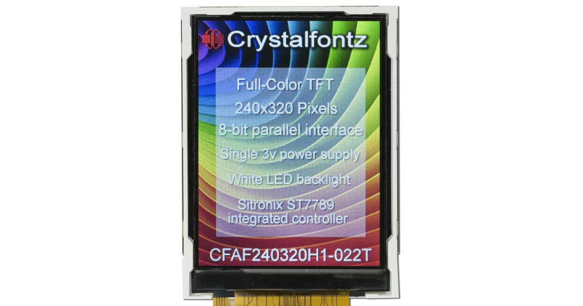 240x320 Full Color TFT Display from Crystalfontz