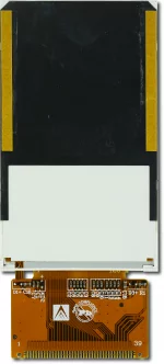 The CFAF240400D-030T is a 3.0 240x400 color TFT LCD display. Rear view with unfolded tail.