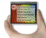 320x240 Full-color TFT display, in0hand to show size and perspective.