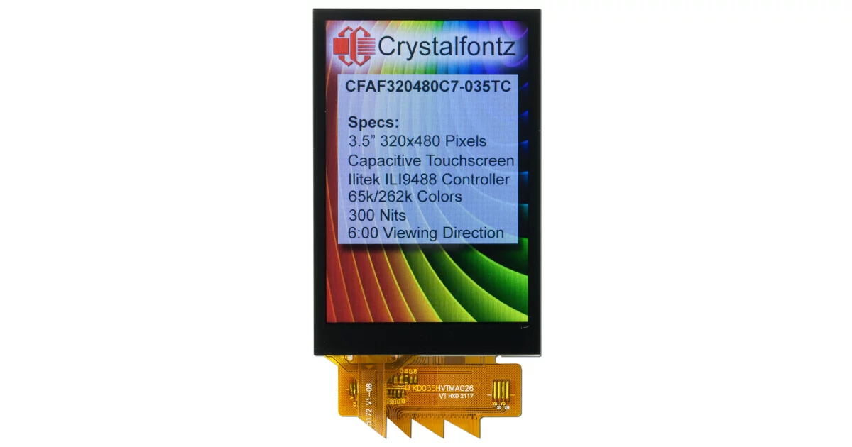 320x480 Capacitive Touchscreen TFT LCD Display from Crystalfontz