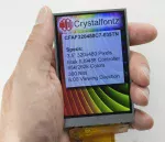 3.5-inch, 320x480 TFT Display module, in hand to show size and perspective.