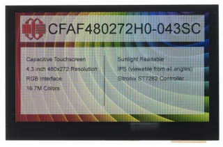 480x272 4.3" Capacitive Touchscreen TFT Display (CFAF480272H0-043SC)