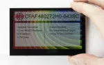 480x272 4.3-inch, TFT LCD Display module, front view, in hand to show size and perspective.