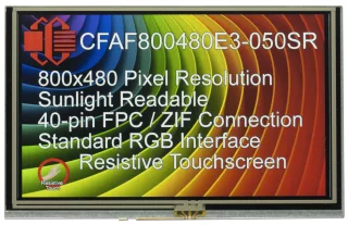 5" IPS Sunlight Readable Resistive Touchscreen TFT Display (Coming Soon) (CFAF800480E3-050SR)