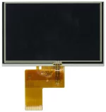 800x480 Sunlight Readable Resistive Touchscreen TFT Display. Front view, powered off with FPC tail unfolded.