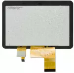 800x480 Sunlight Readable TFT Display with overhanging capacitive touchscreen. Back view showing full flexible tail.