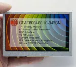 800x480 4.3-inch TFT display module, front view, in hand o show size and perspective.