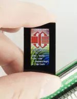 80x160 Small Capacitive TFT display, in hand to show size and perspective.