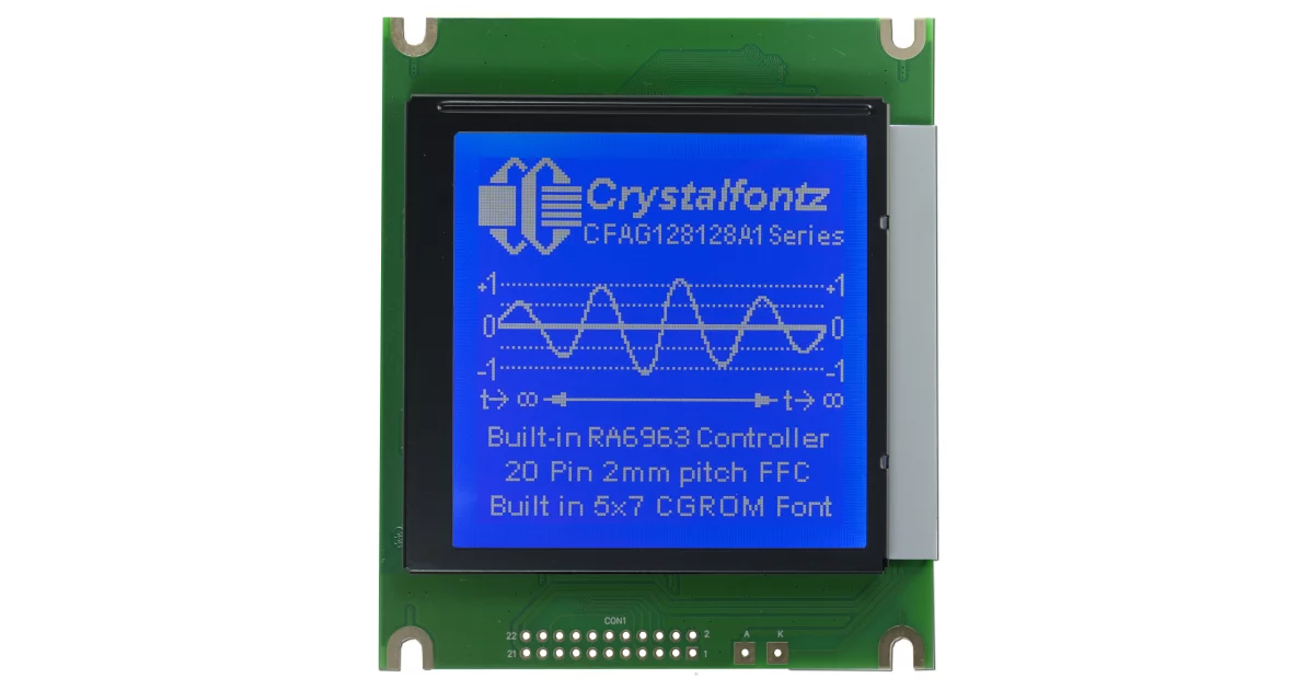 ちゃーや Blue 128x128 Parallel Graphic LCD from Crystalfontz